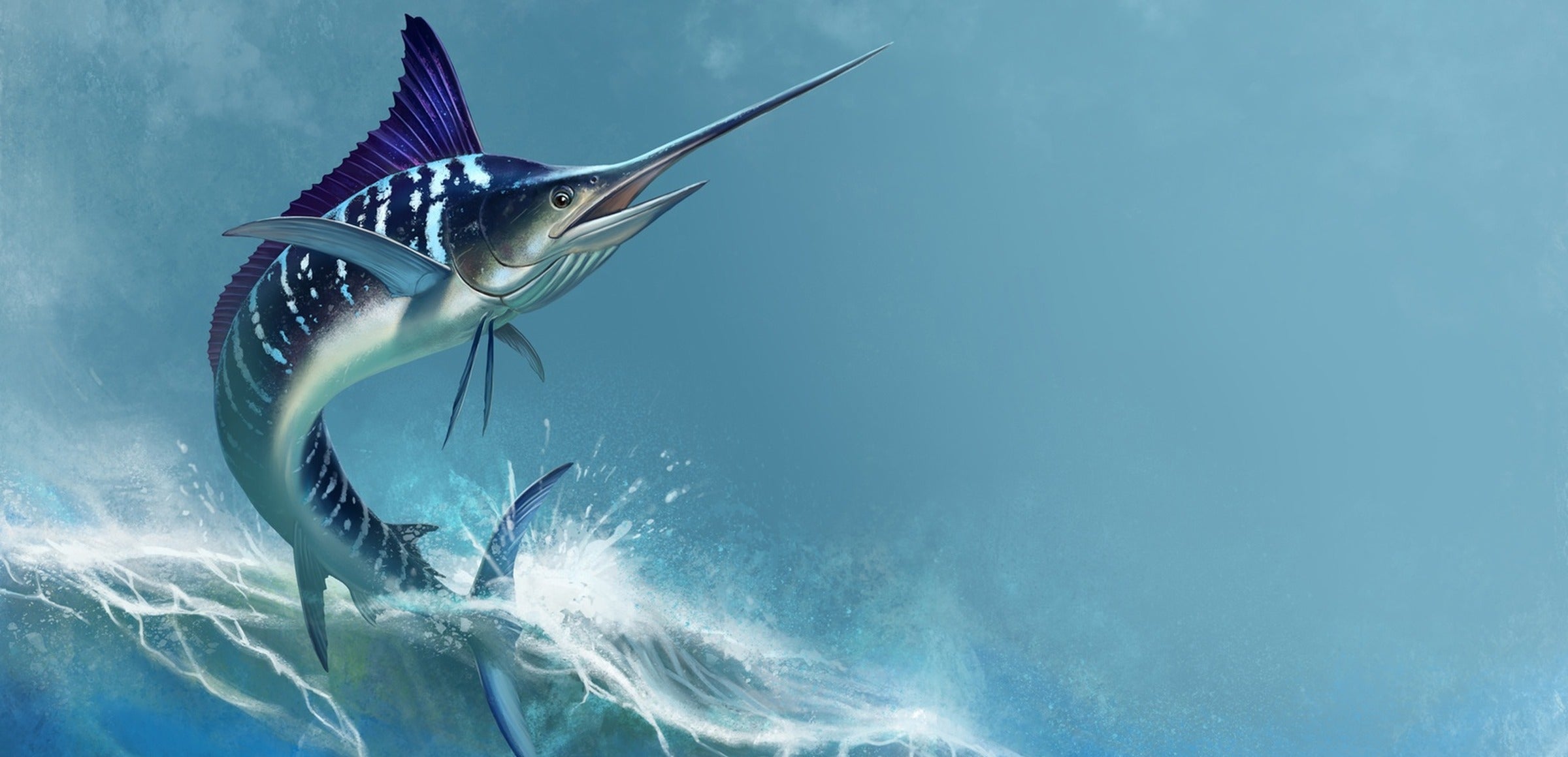 Saltwater Fish Wall Art collection hero - Striped Marlin on Sea