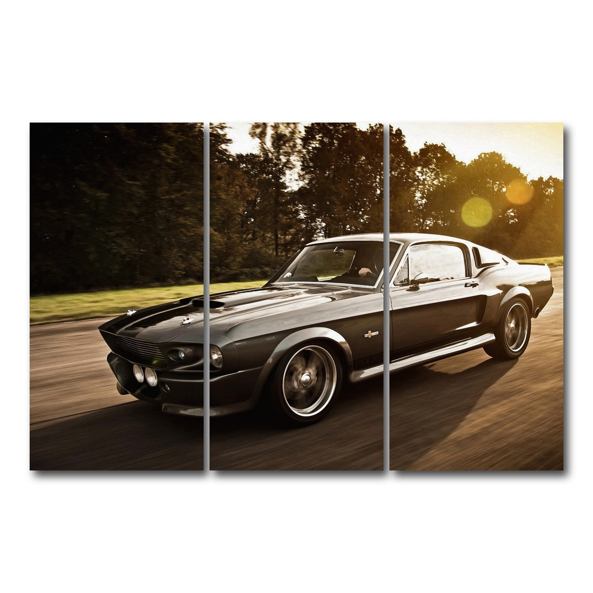 AUTO-MOCKUP WHITE | 1967 Mustang Shelby GT500 Eleanor | 3 Piece | Gallery Wrap Canvas | group=12x24
