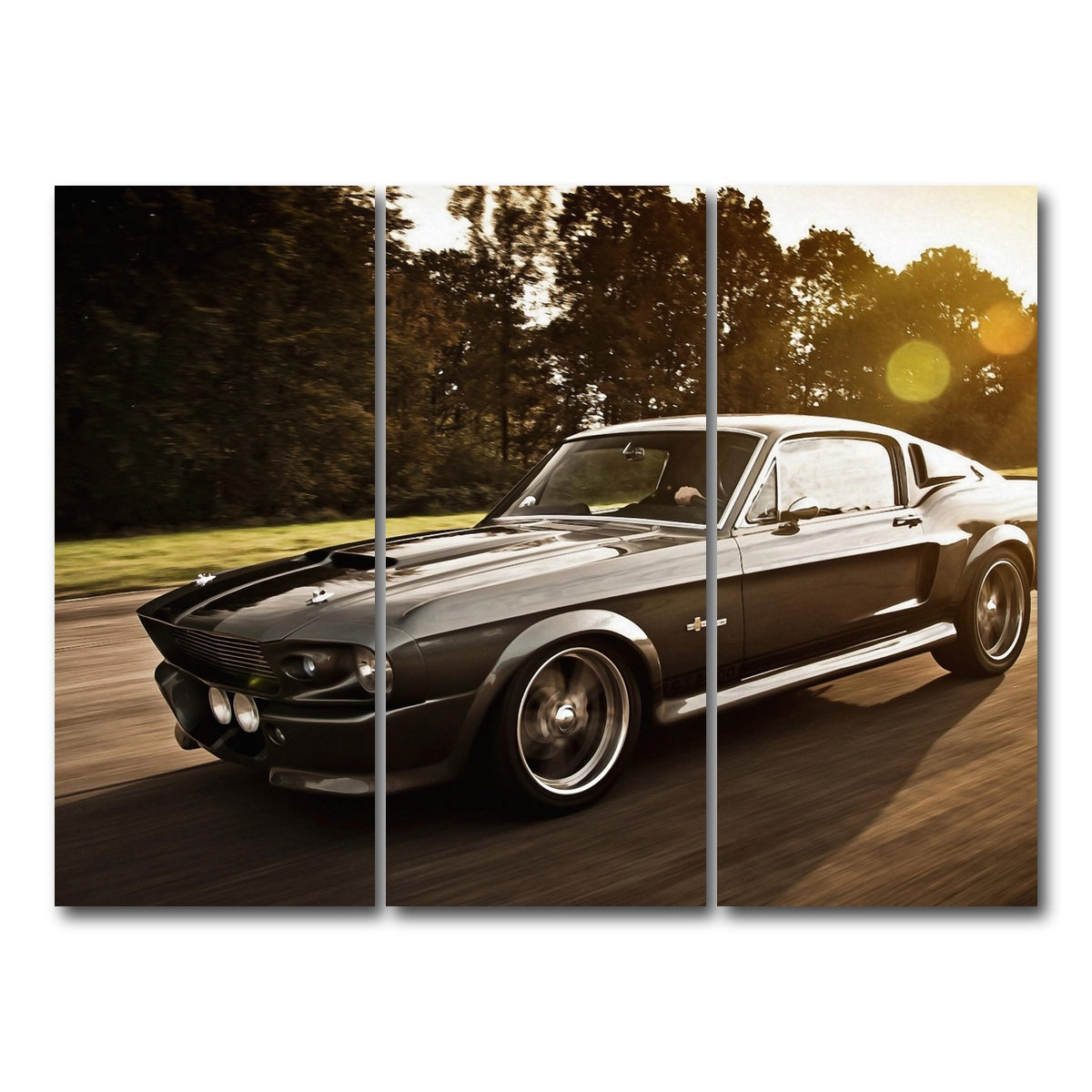 AUTO-MOCKUP WHITE | 1967 Mustang Shelby GT500 Eleanor | 3 Piece | Gallery Wrap Canvas | group=8x18