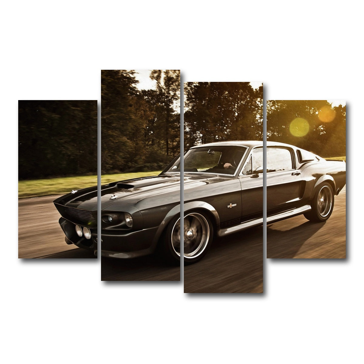 AUTO-MOCKUP WHITE | 1967 Mustang Shelby GT500 Eleanor | 4 Piece | Gallery Wrap Canvas | group=4_short