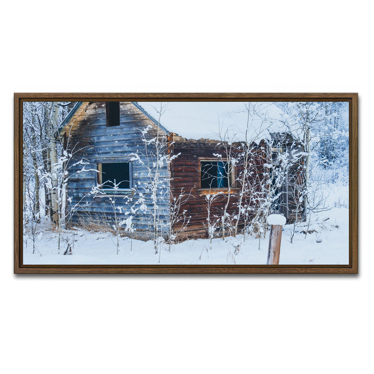 AUTO-MOCKUP WHITE | Abandoned Cabin | 1 Piece | Walnut Framed Canvas | group=2x1