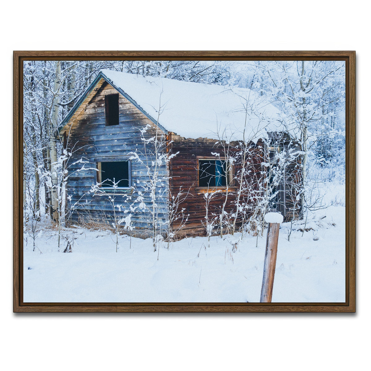 AUTO-MOCKUP WHITE | Abandoned Cabin | 1 Piece | Walnut Framed Canvas | group=4x3