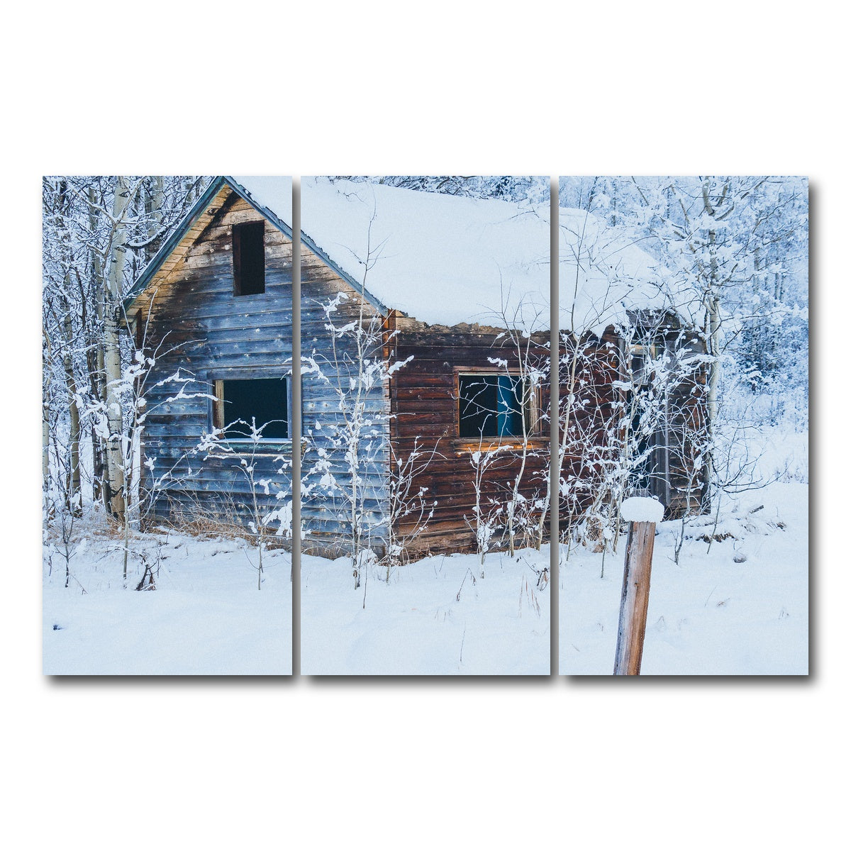 AUTO-MOCKUP WHITE | Abandoned Cabin | 3 Piece | Gallery Wrap Canvas | group=12x24