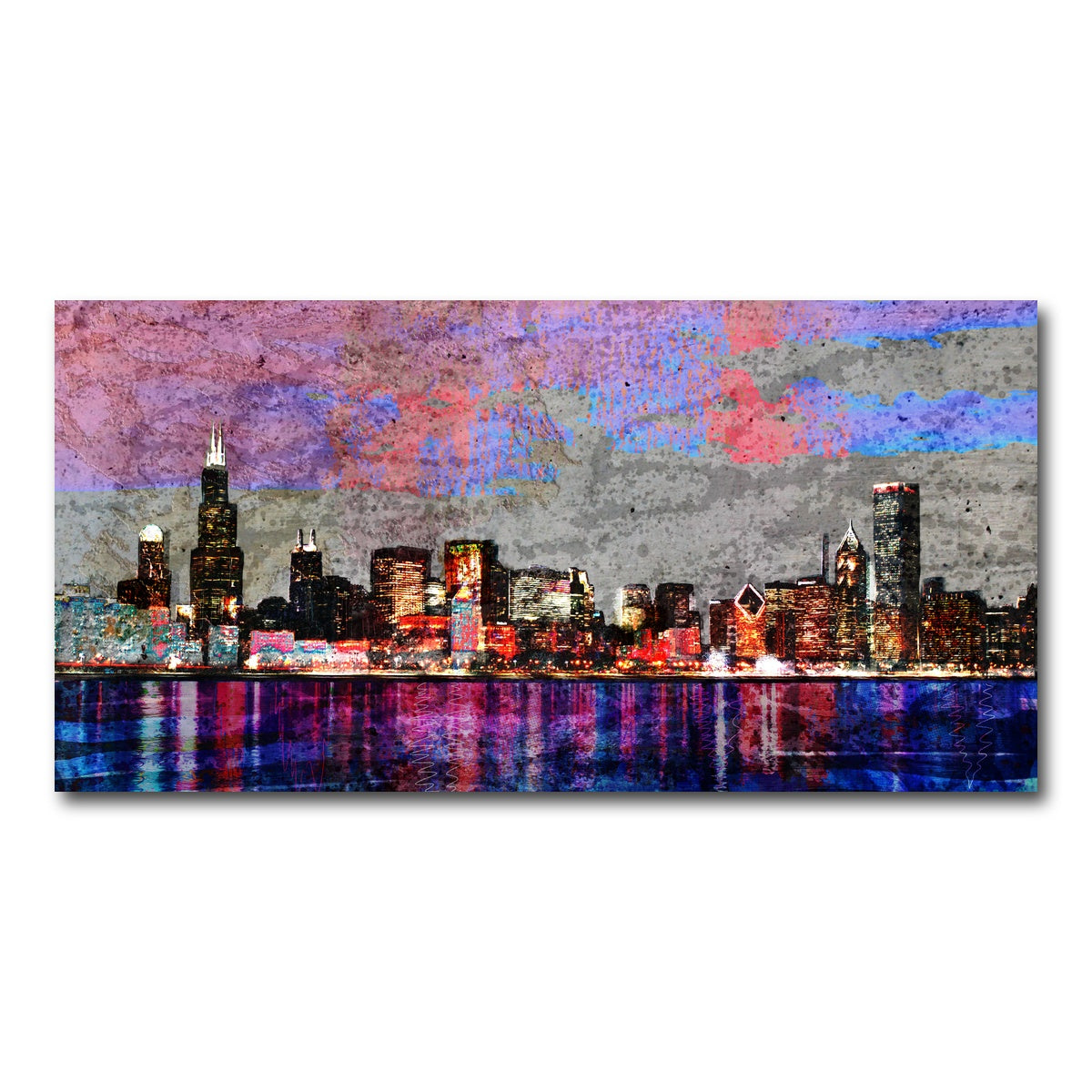 AUTO-MOCKUP WHITE | Abstract Chicago Skyline | 1 Piece | Gallery Wrap Canvas | group=2x1