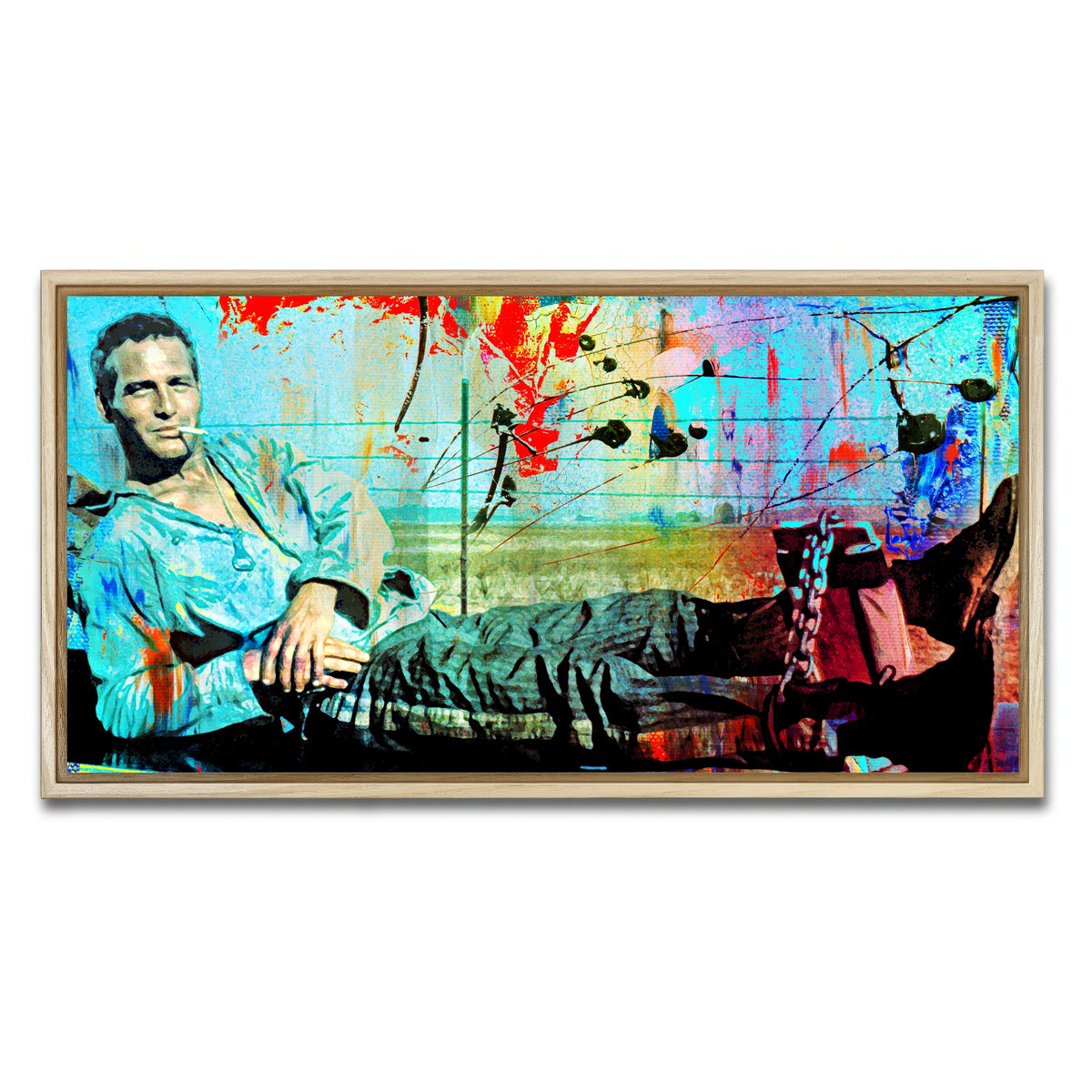 AUTO-MOCKUP WHITE | Abstract Cool Hand Luke | 1 Piece | Natural Framed Canvas | group=2x1