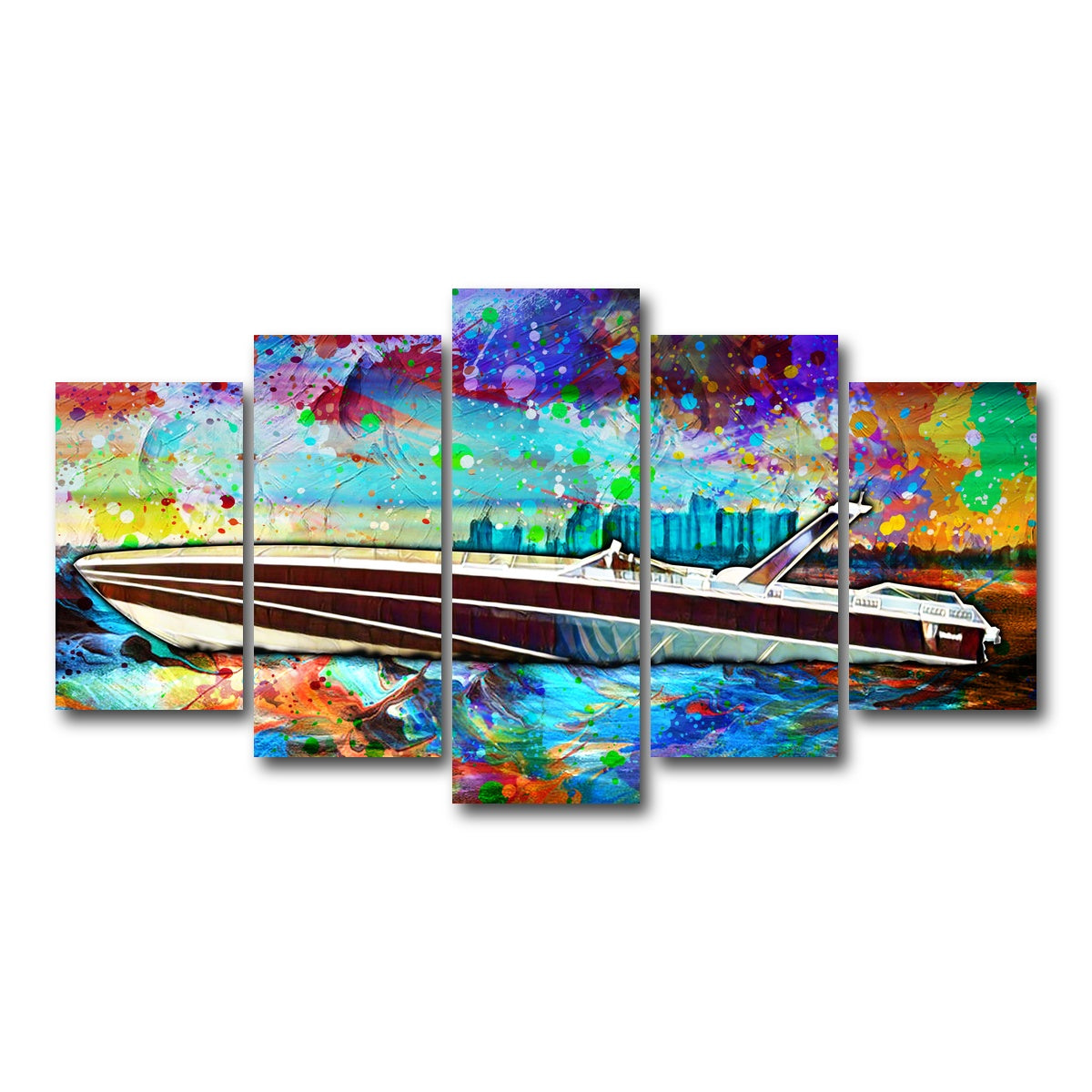 AUTO-MOCKUP WHITE | Abstract Miami Vice Scarab | 5 Piece | Gallery Wrap Canvas | group=5_normal