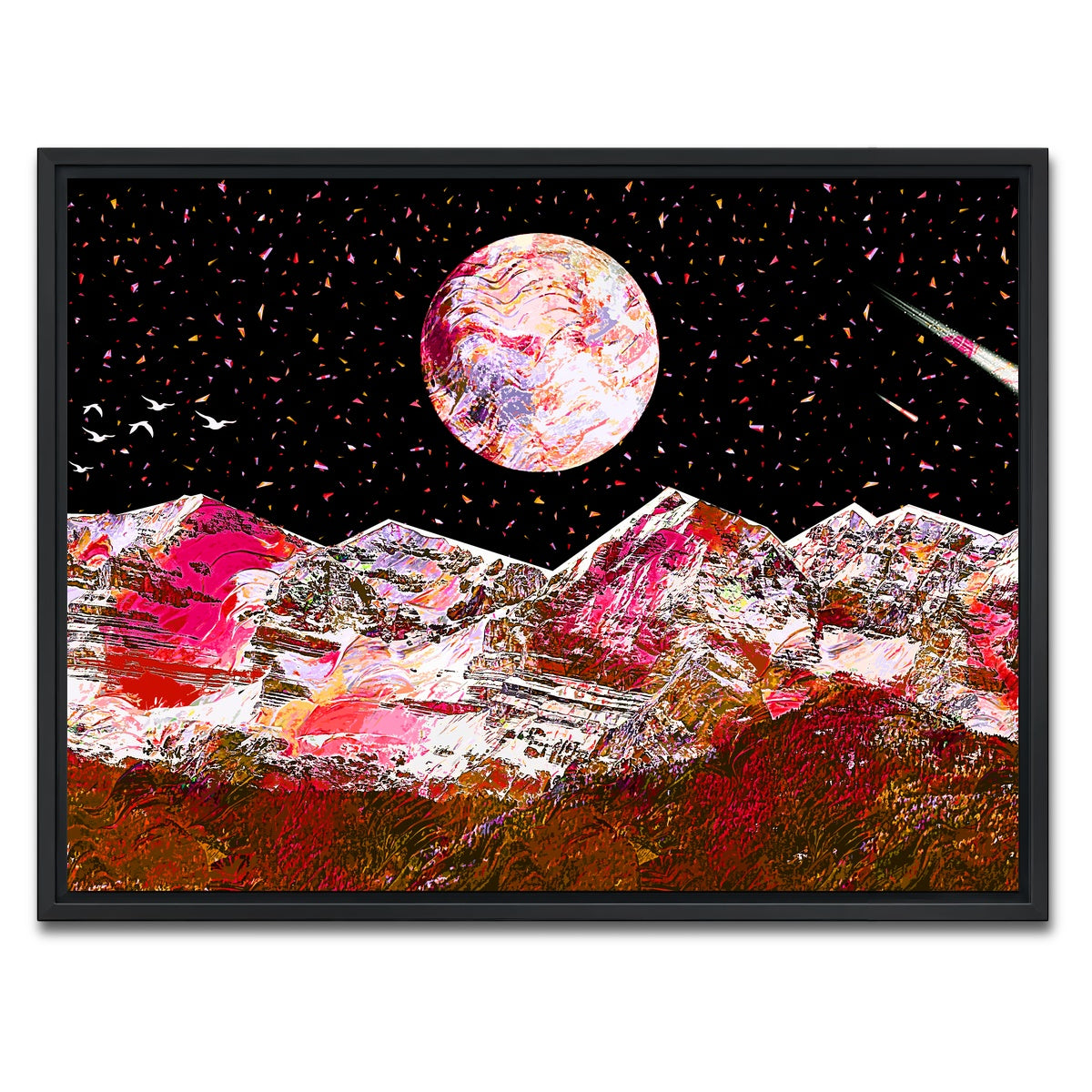AUTO-MOCKUP WHITE | Abstract Red Moon | 1 Piece | Black Framed Canvas | group=4x3