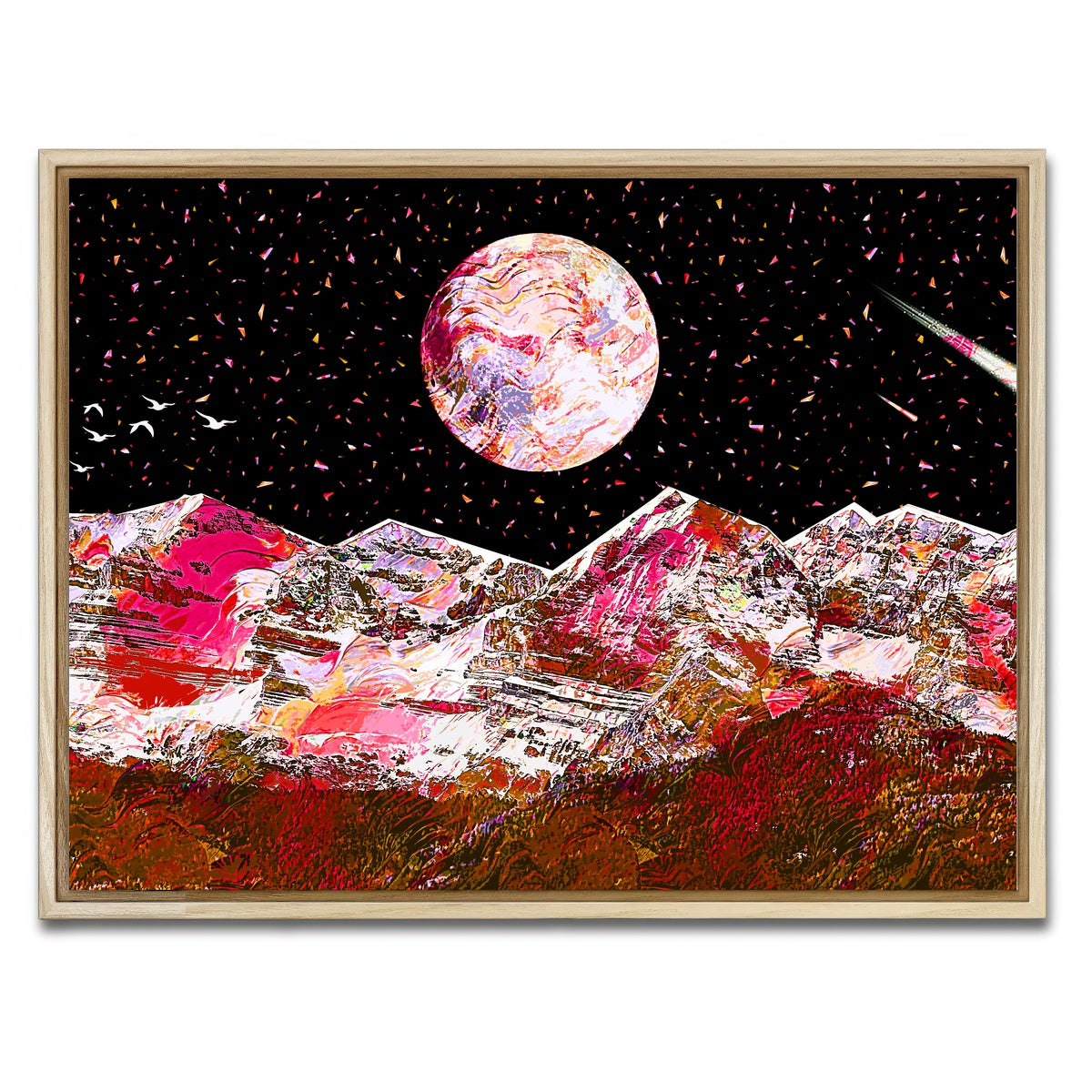 AUTO-MOCKUP WHITE | Abstract Red Moon | 1 Piece | Natural Framed Canvas | group=4x3