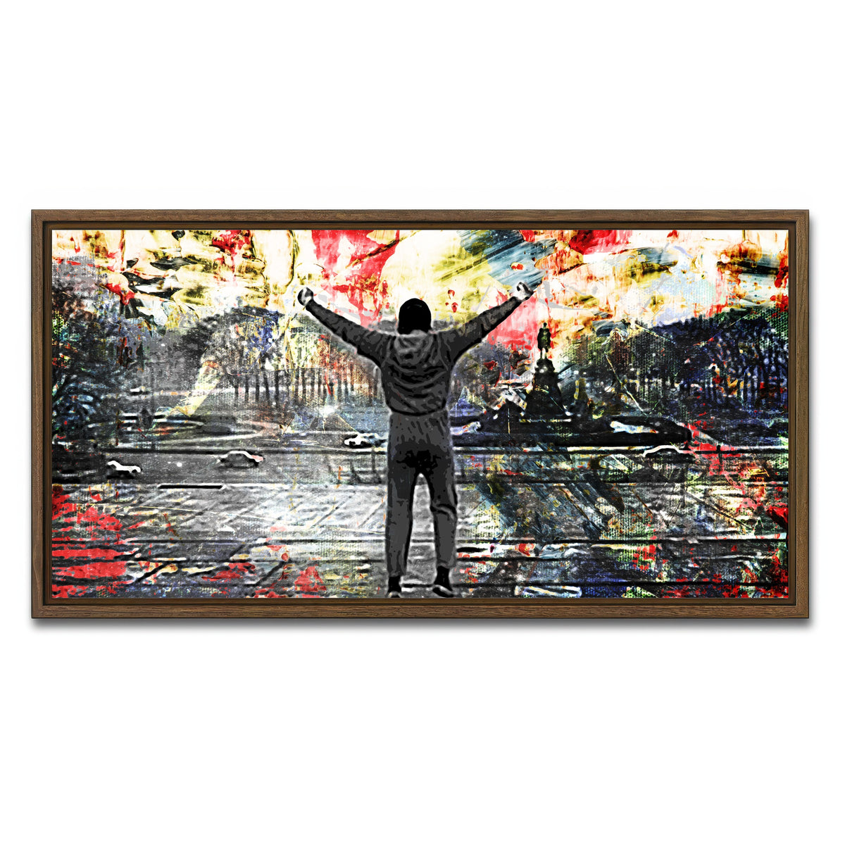 AUTO-MOCKUP WHITE | Abstract Rocky | 1 Piece | Walnut Frame | group=2x1