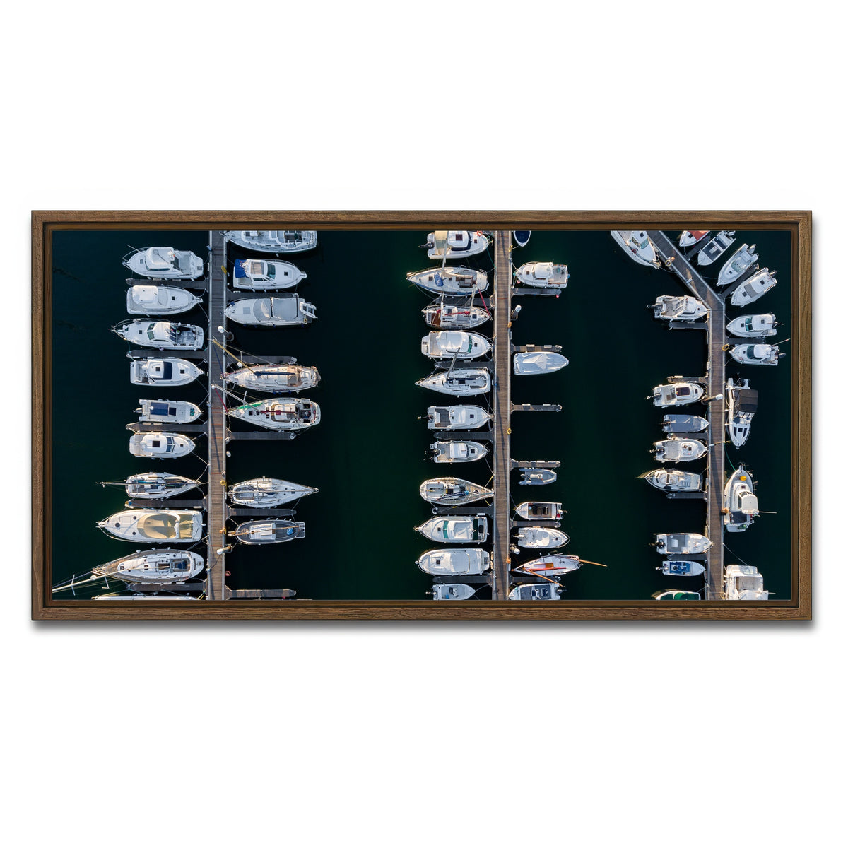 AUTO-MOCKUP WHITE | Aerial Marina | 1 Piece | Walnut Framed Canvas | group=2x1