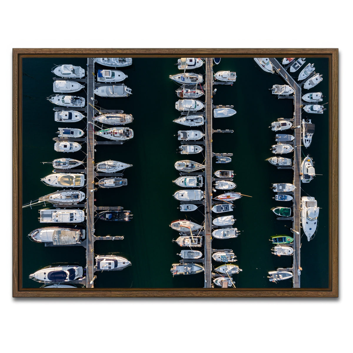 AUTO-MOCKUP WHITE | Aerial Marina | 1 Piece | Walnut Framed Canvas | group=4x3