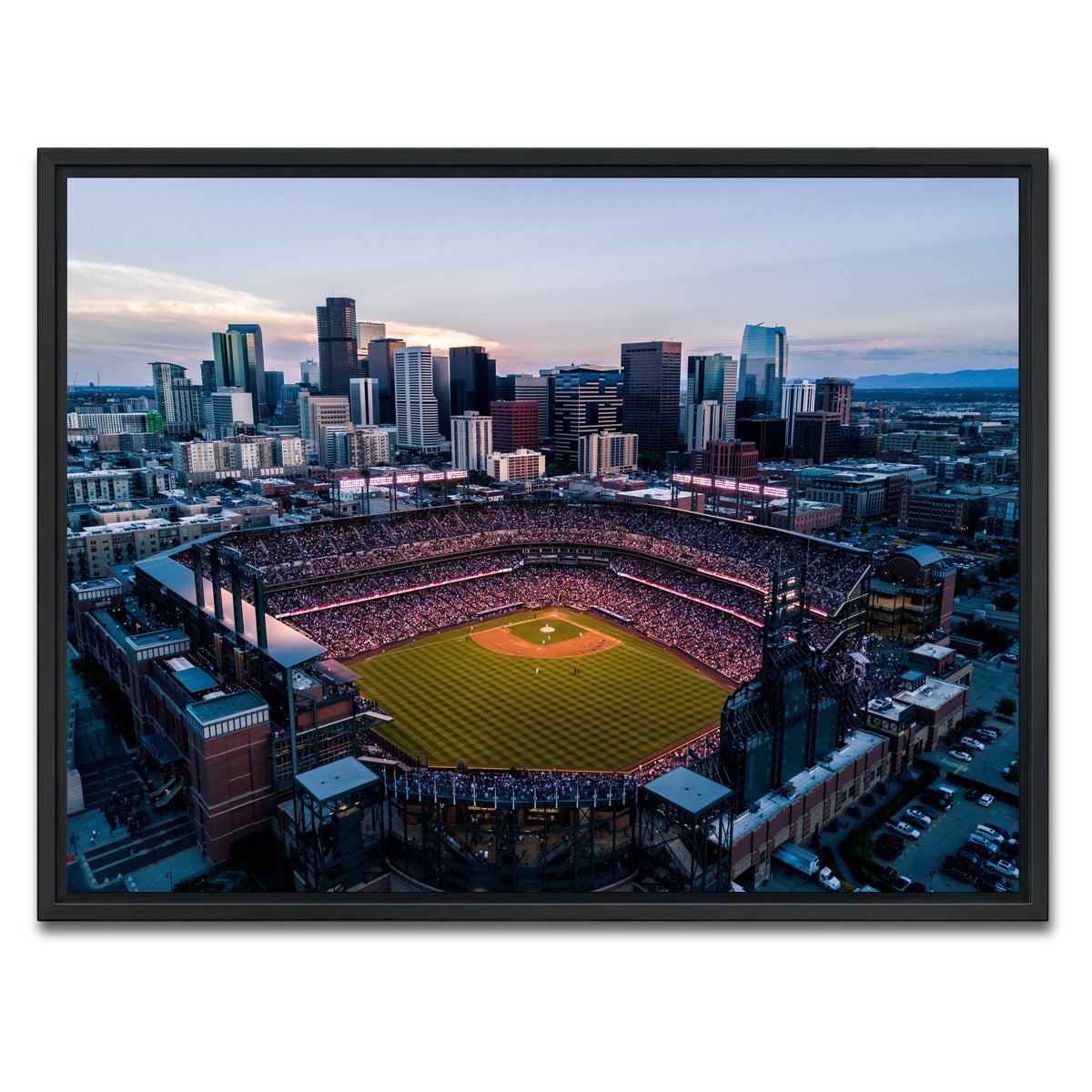 AUTO-MOCKUP WHITE | Aerial of Coors Field | 1 Piece | Black Framed Canvas | group=4x3