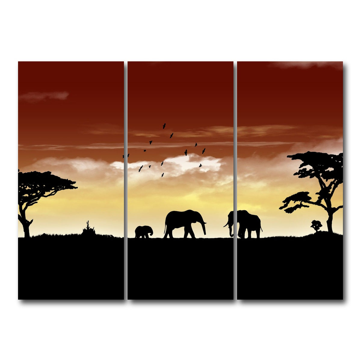 AUTO-MOCKUP WHITE | African Sunset | 3 Piece | Gallery Wrap Canvas | group=8x18