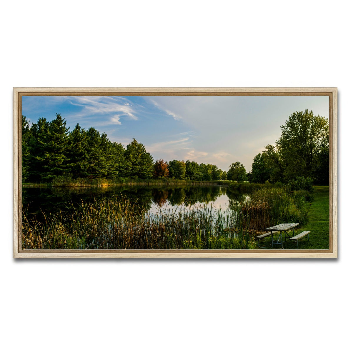 AUTO-MOCKUP WHITE | Alum Creek Fishing Pond | 1 Piece | Natural Framed Canvas | group=2x1