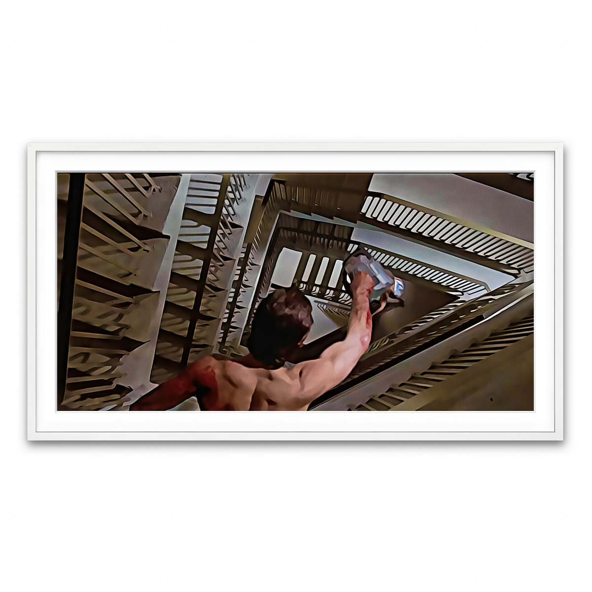 AUTO-MOCKUP WHITE | American Psycho Staircase Painted | 1 Piece | White Framed Print | group=2x1