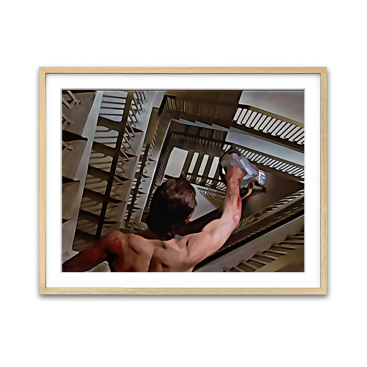AUTO-MOCKUP WHITE | American Psycho Staircase Painted | 1 Piece | Natural Framed Print | group=4x3