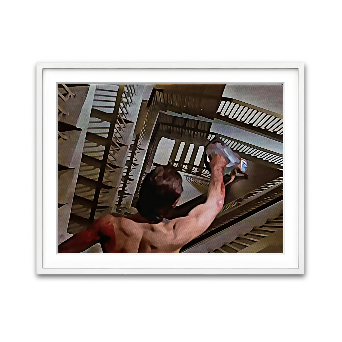 AUTO-MOCKUP WHITE | American Psycho Staircase Painted | 1 Piece | White Framed Print | group=4x3