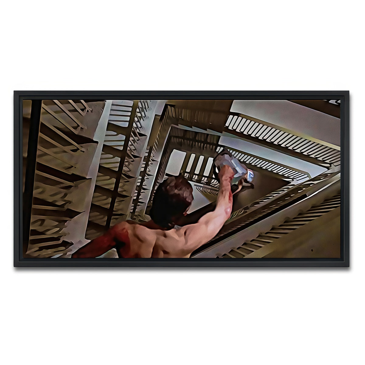AUTO-MOCKUP WHITE | American Psycho Staircase Painted | 1 Piece | Black Framed Canvas | group=2x1
