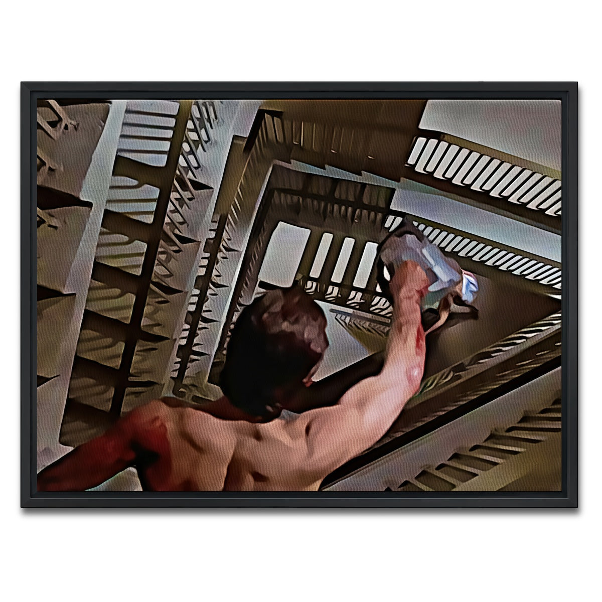 AUTO-MOCKUP WHITE | American Psycho Staircase Painted | 1 Piece | Black Framed Canvas | group=4x3