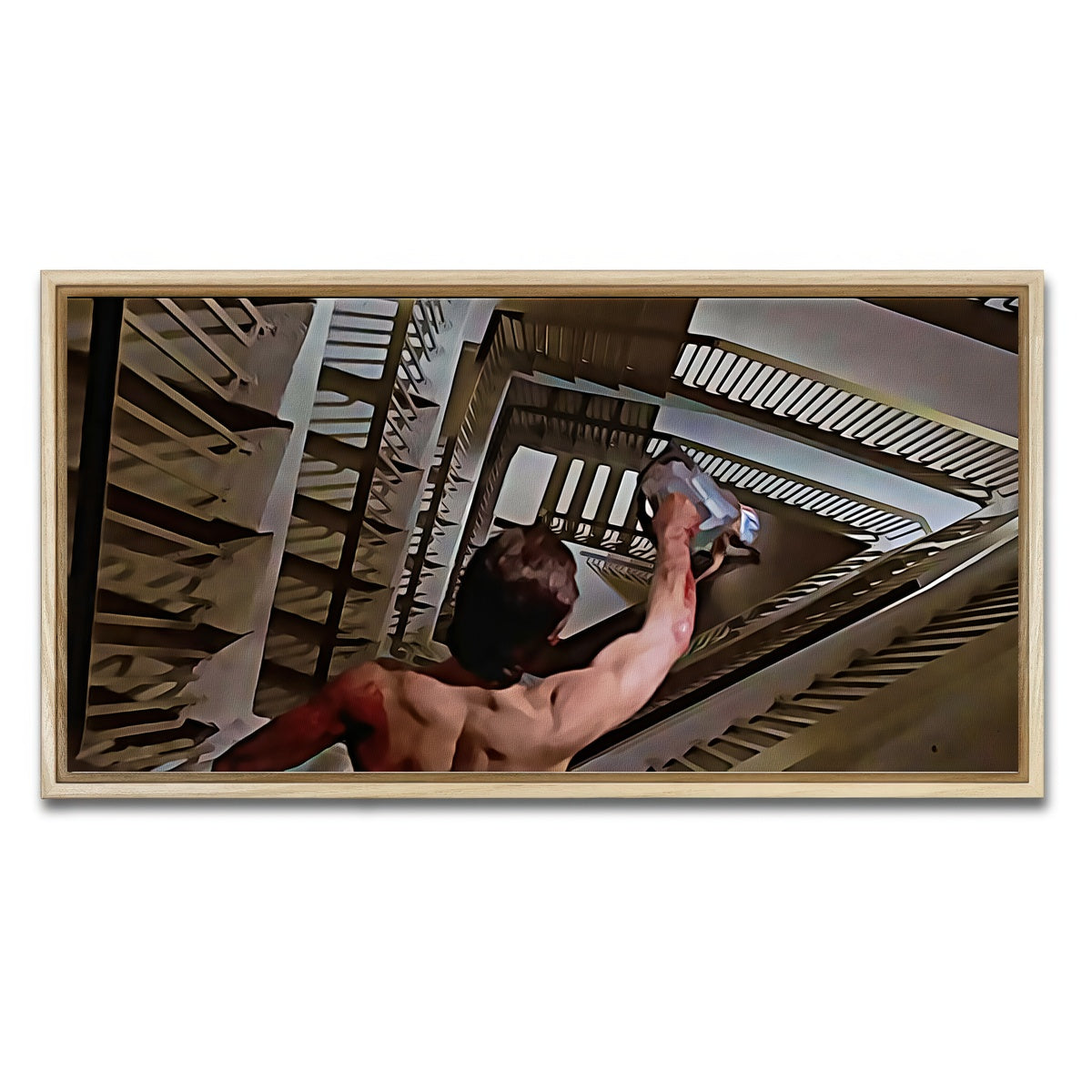 AUTO-MOCKUP WHITE | American Psycho Staircase Painted | 1 Piece | Natural Framed Canvas | group=2x1