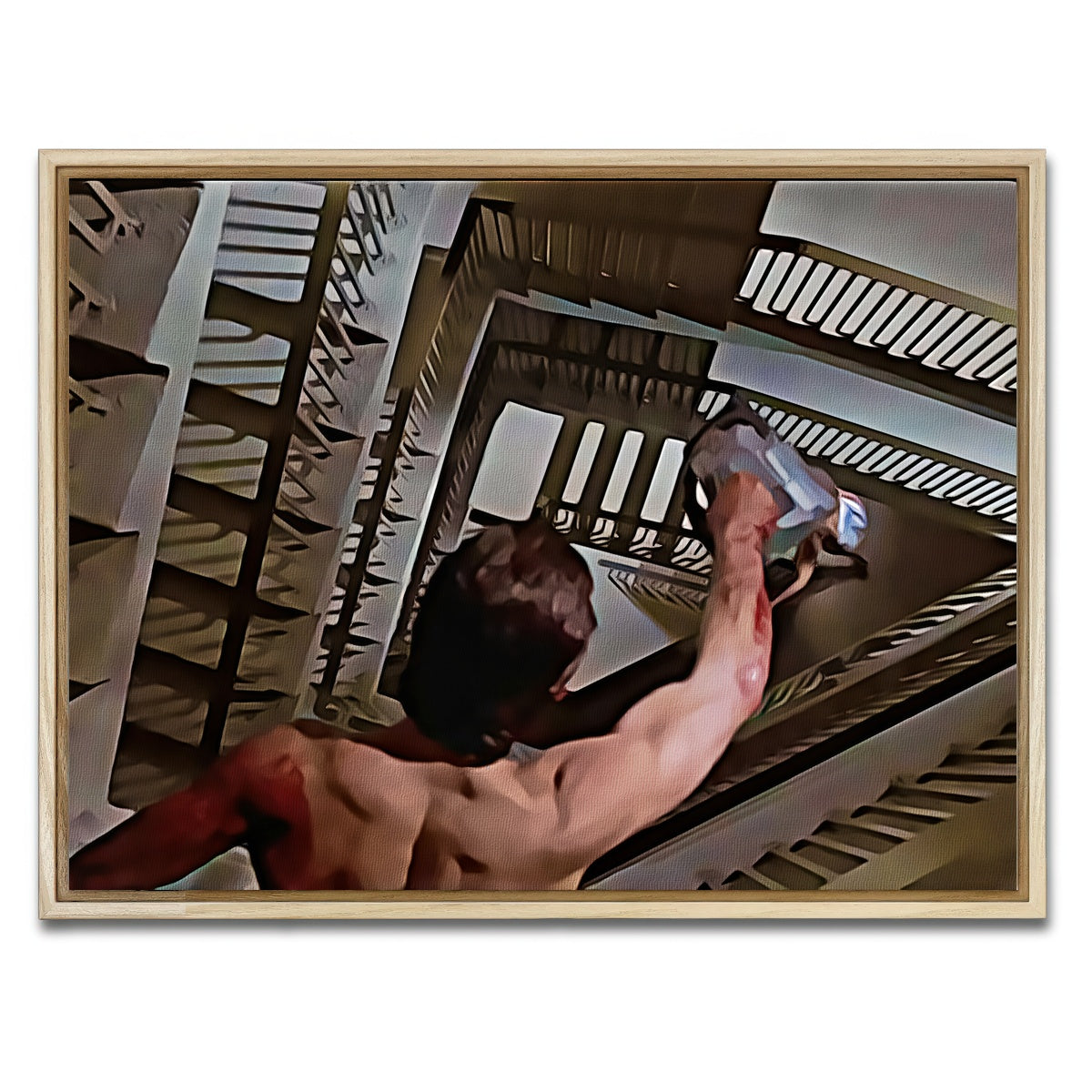 AUTO-MOCKUP WHITE | American Psycho Staircase Painted | 1 Piece | Natural Framed Canvas | group=4x3