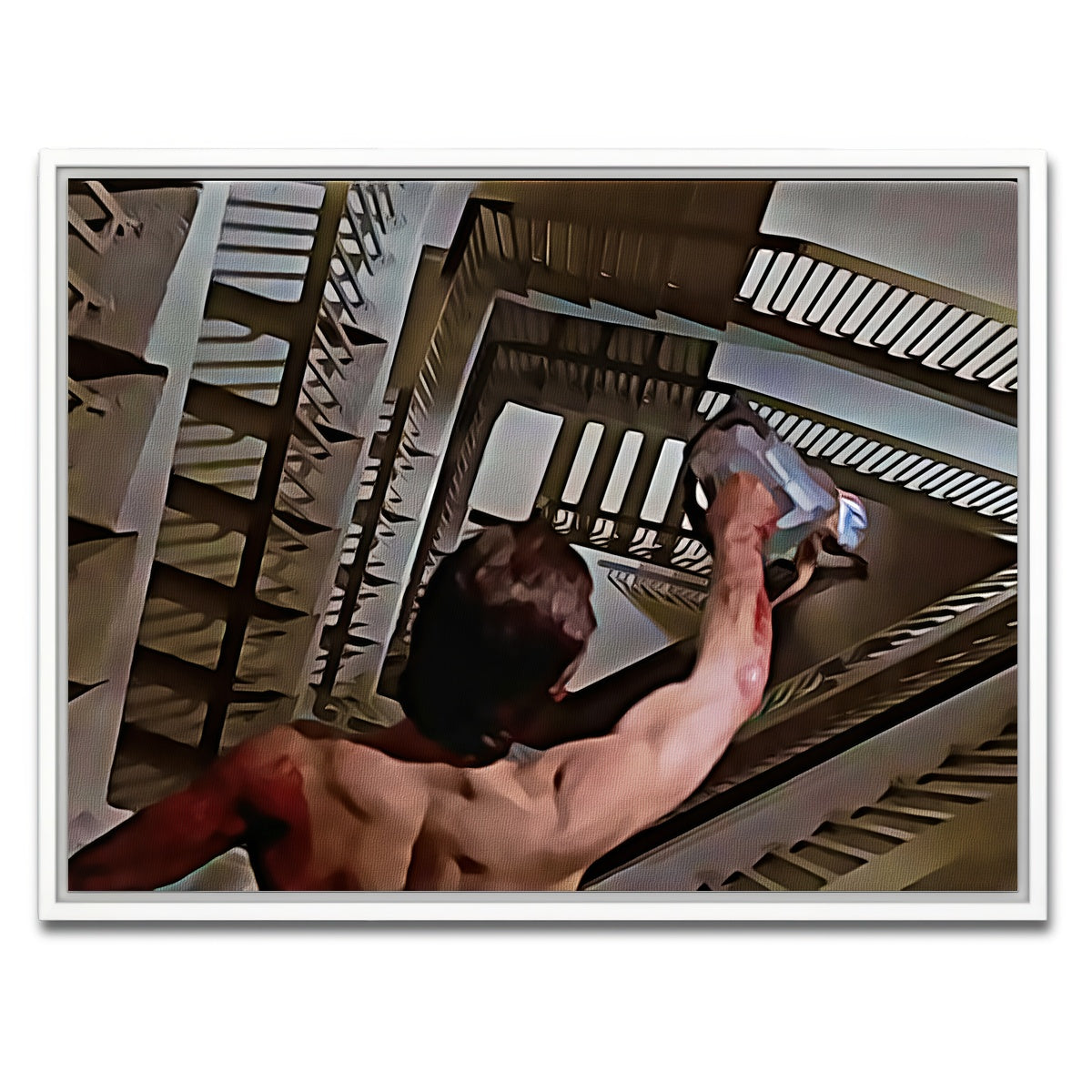 AUTO-MOCKUP WHITE | American Psycho Staircase Painted | 1 Piece | White Framed Canvas | group=4x3