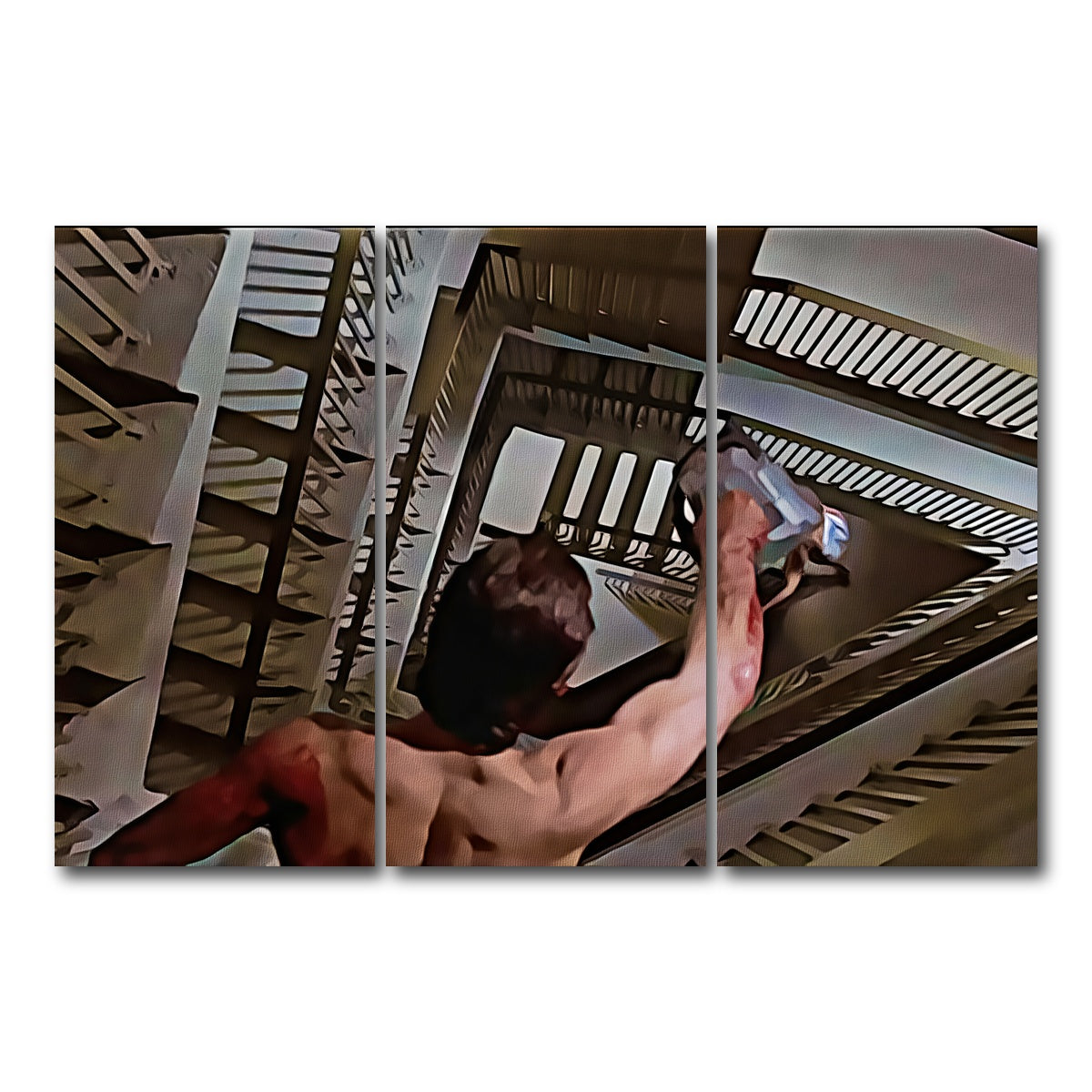 AUTO-MOCKUP WHITE | American Psycho Staircase Painted | 3 Piece | Gallery Wrap Canvas | group=12x24