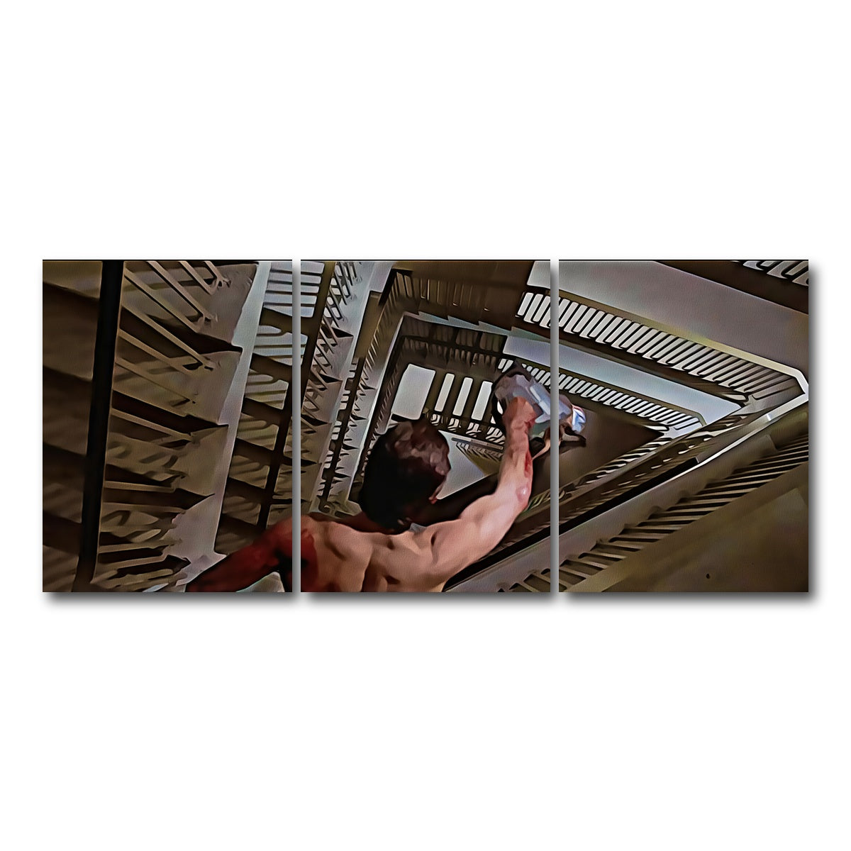 AUTO-MOCKUP WHITE | American Psycho Staircase Painted | 3 Piece | Gallery Wrap Canvas | group=18x24