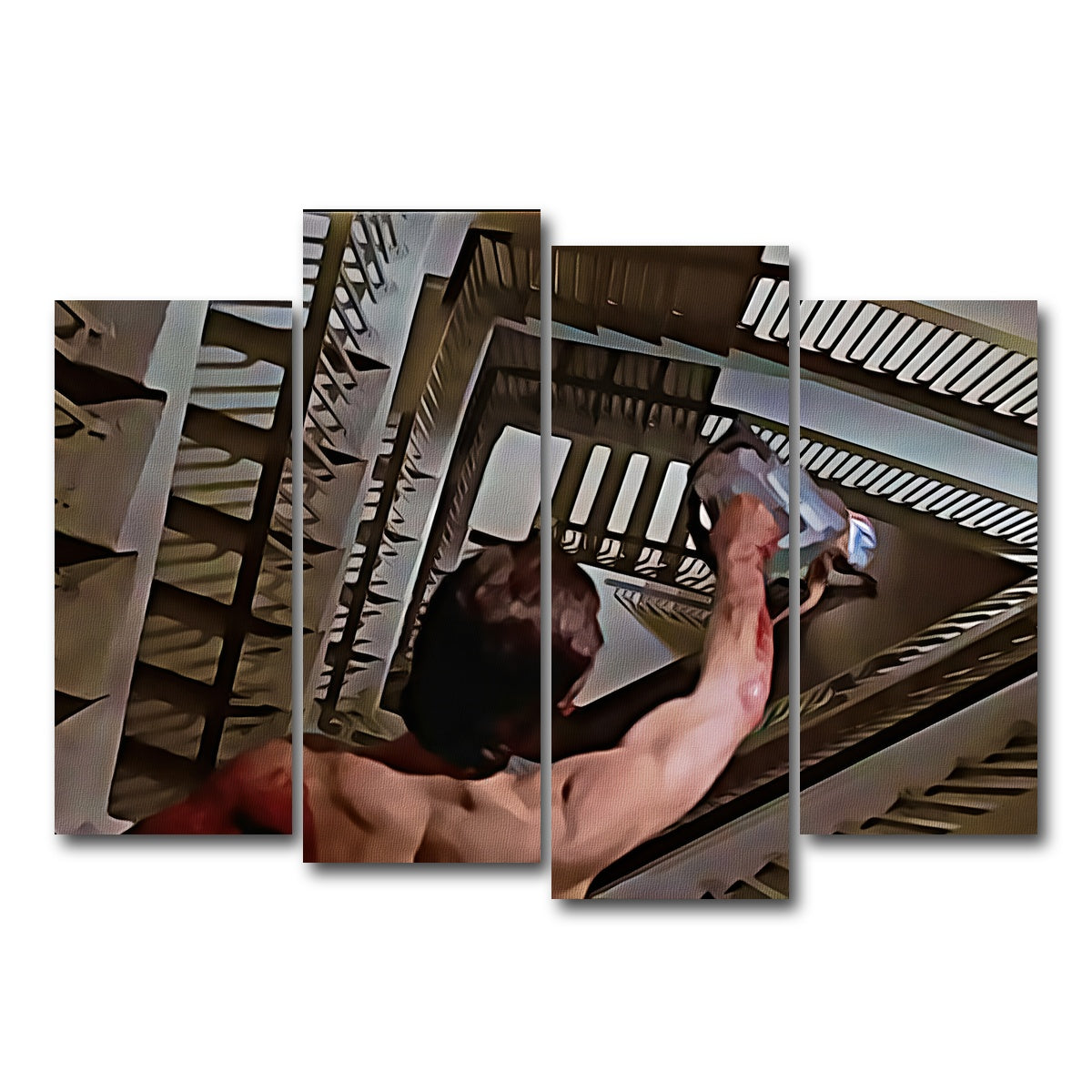 AUTO-MOCKUP WHITE | American Psycho Staircase Painted | 4 Piece | Gallery Wrap Canvas | group=4_normal