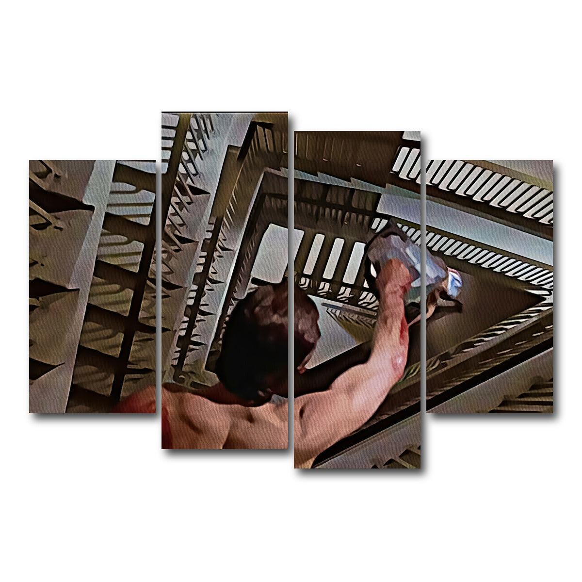 AUTO-MOCKUP WHITE | American Psycho Staircase Painted | 4 Piece | Gallery Wrap Canvas | group=4_short