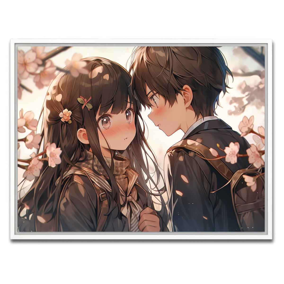 AUTO-MOCKUP WHITE | Anime Couple | 1 Piece | White Framed Canvas | group=4x3