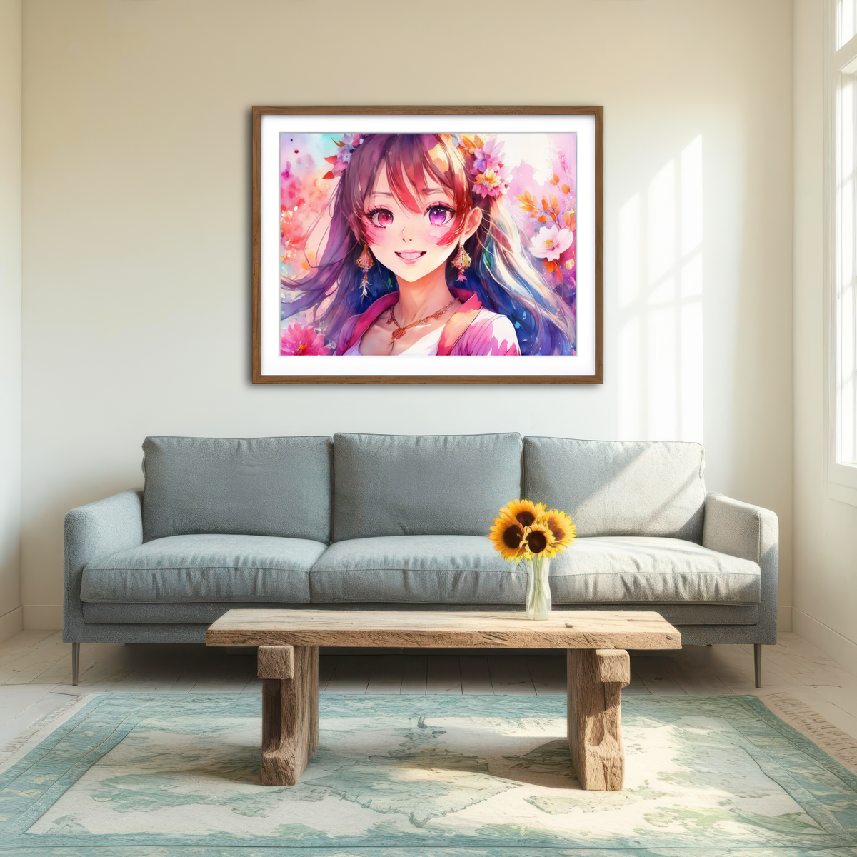 AUTO-MOCKUP ROOM | Anime Girl Wall Art