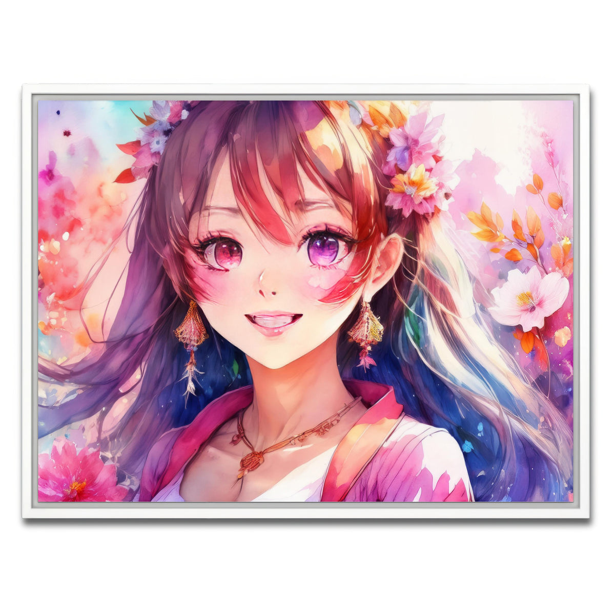 AUTO-MOCKUP WHITE | Anime Girl | 1 Piece | White Framed Canvas | group=4x3