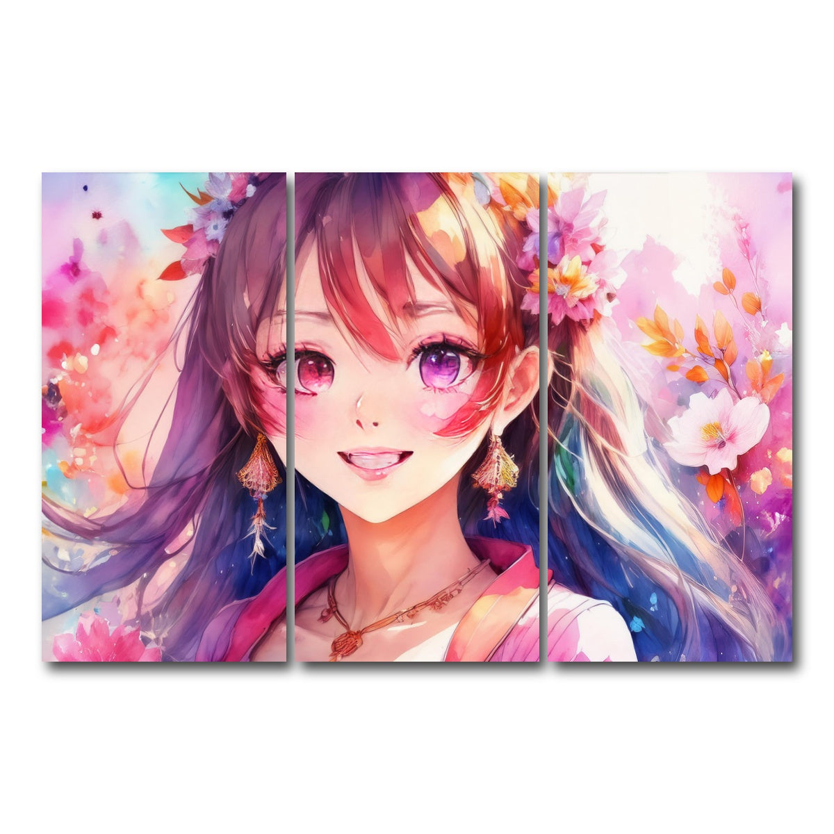 AUTO-MOCKUP WHITE | Anime Girl | 3 Piece | Gallery Wrap Canvas | group=12x24