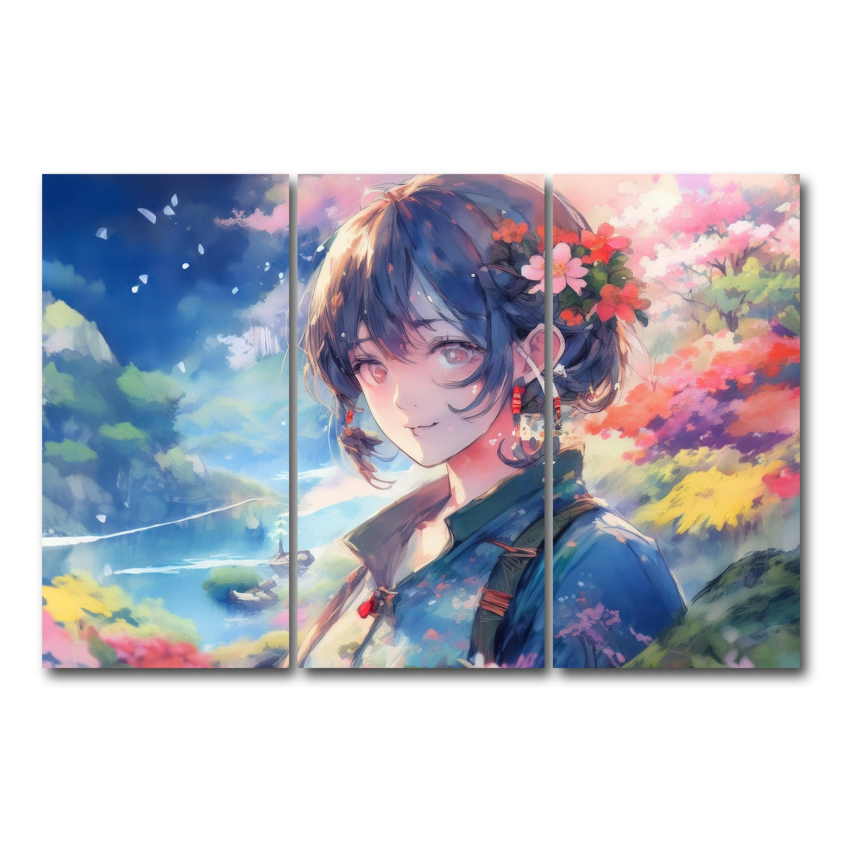 AUTO-MOCKUP WHITE | Anime Lady | 3 Piece | Gallery Wrap Canvas | group=12x24