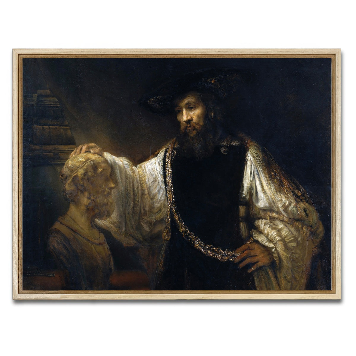 AUTO-MOCKUP WHITE | Aristotle with a Bust of Homer | 1 Piece | Natural Framed Canvas | group=4x3