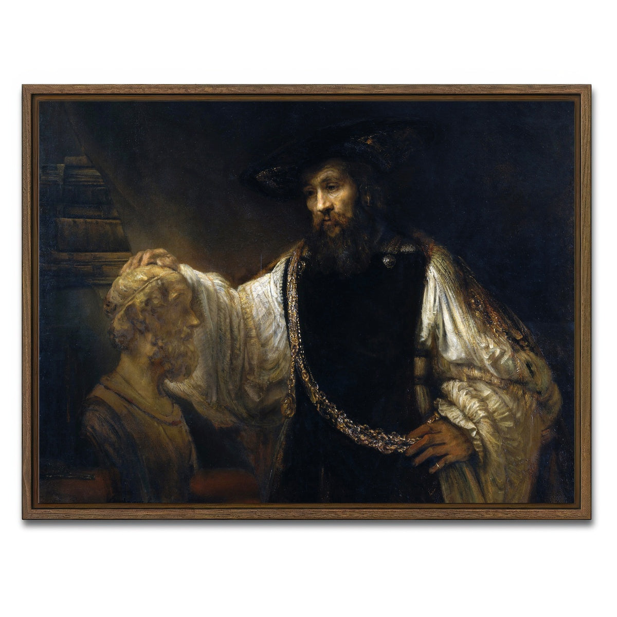 AUTO-MOCKUP WHITE | Aristotle with a Bust of Homer | 1 Piece | Walnut Framed Canvas | group=4x3