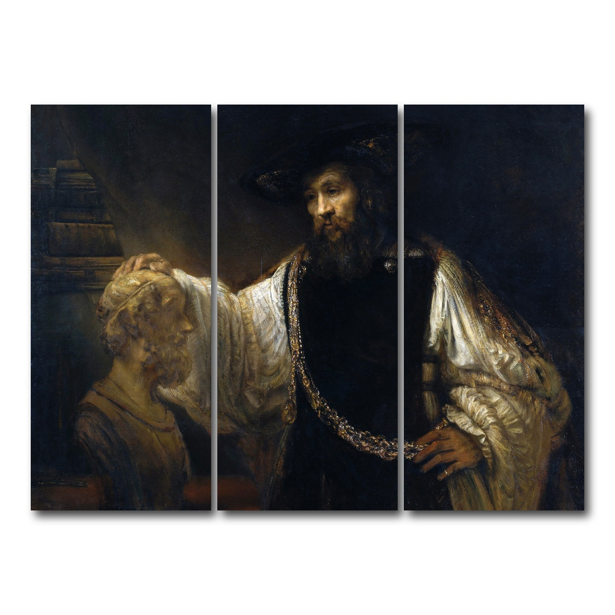 AUTO-MOCKUP WHITE | Aristotle with a Bust of Homer | 3 Piece | Gallery Wrap Canvas | group=8x18