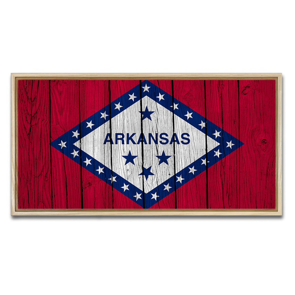AUTO-MOCKUP WHITE | Arkansas State Flag | 1 Piece | Natural Framed Canvas | group=2x1