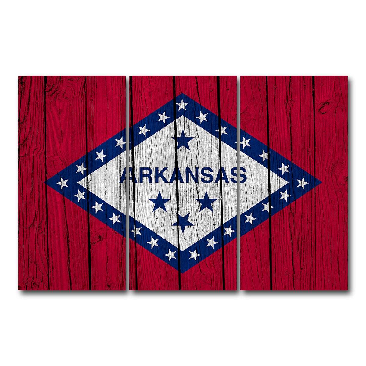 AUTO-MOCKUP WHITE | Arkansas State Flag | 3 Piece | Gallery Wrap Canvas | group=12x24