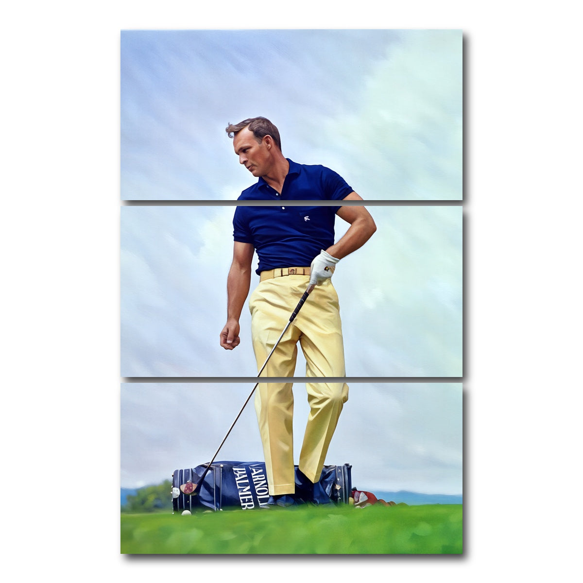 AUTO-MOCKUP WHITE | Arnold Palmer Portrait | 3 Piece | Gallery Wrap Canvas | group=12x24_stacked
