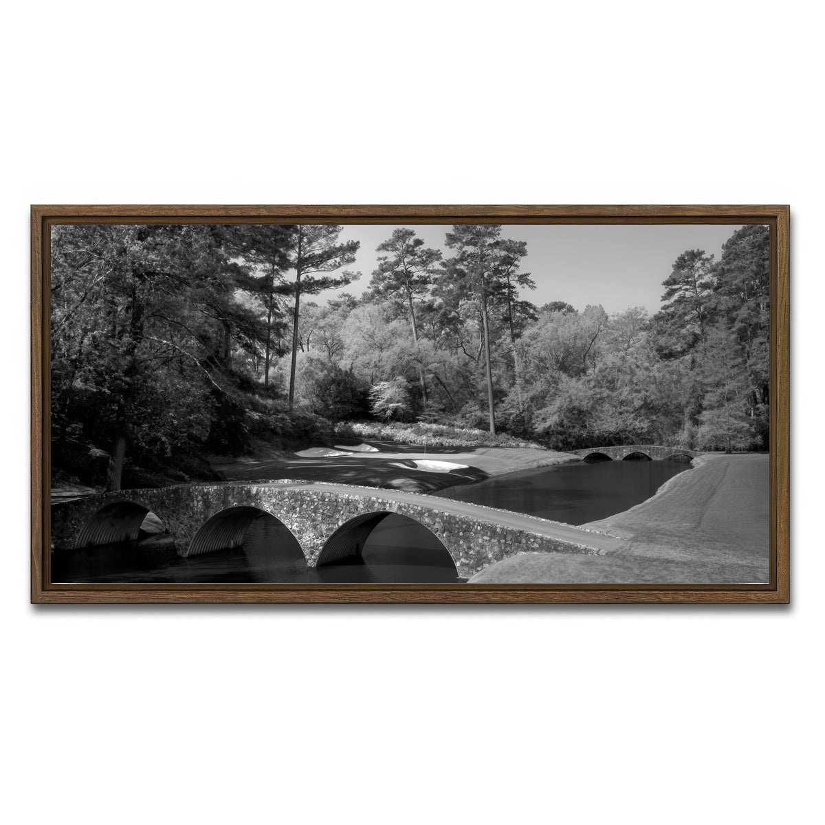 AUTO-MOCKUP WHITE | Augusta National Grayscale | 1 Piece | Walnut Framed Canvas | group=2x1