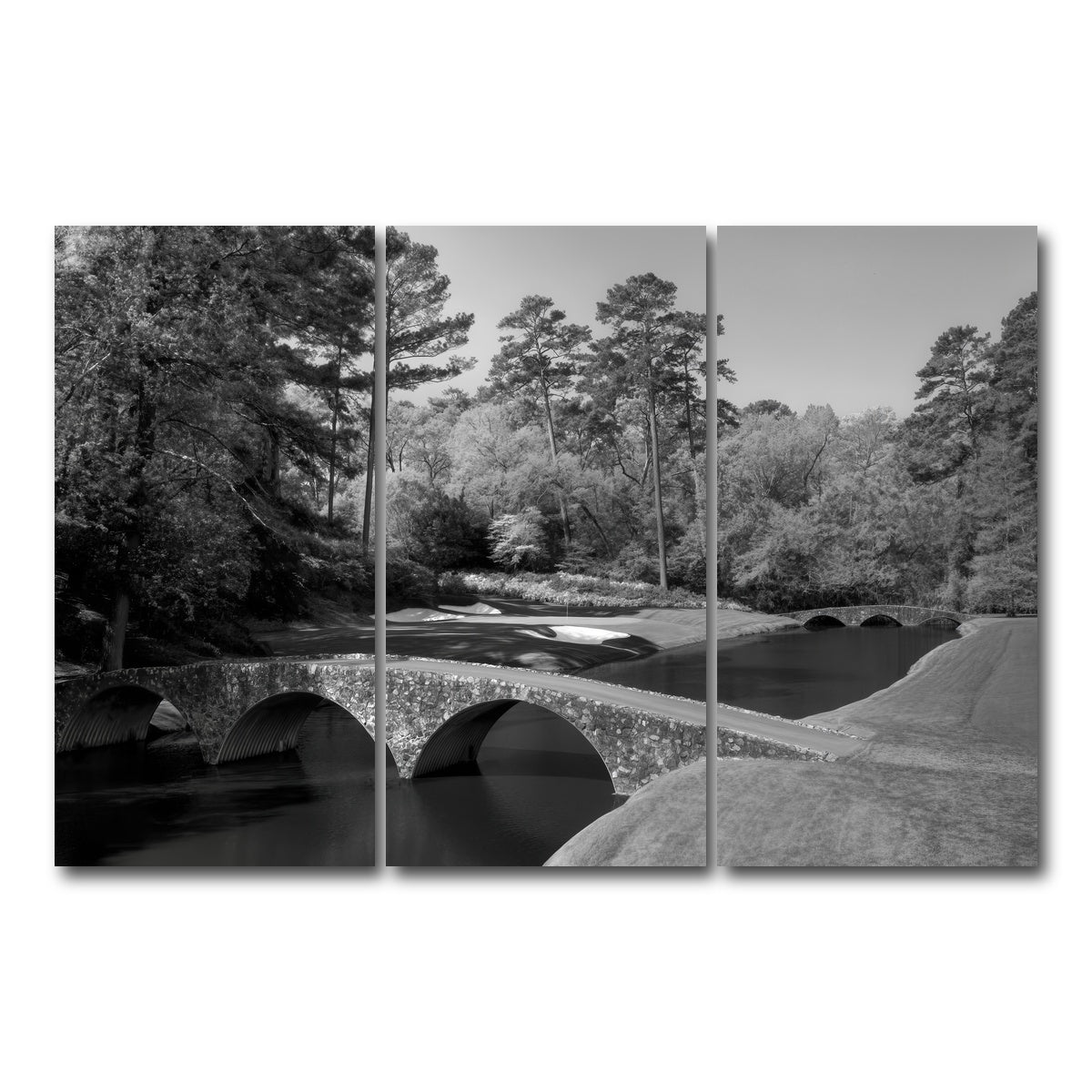 AUTO-MOCKUP WHITE | Augusta National Grayscale | 3 Piece | Gallery Wrap Canvas | group=12x24