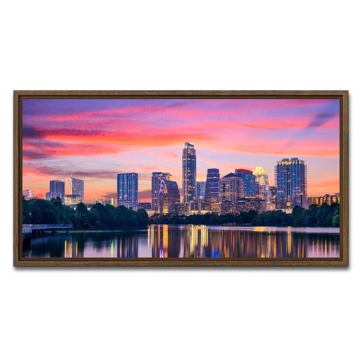 AUTO-MOCKUP WHITE | Austin At Night | 1 Piece | Walnut Framed Canvas | group=2x1