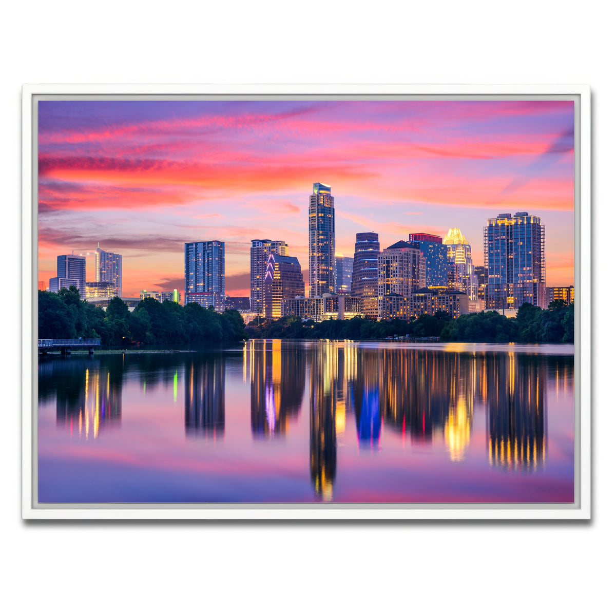 AUTO-MOCKUP WHITE | Austin At Night | 1 Piece | White Framed Canvas | group=4x3