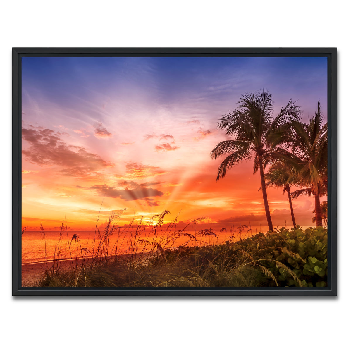 AUTO-MOCKUP WHITE | BONITA BEACH Lovely Sunset | 1 Piece | Black Framed Canvas | group=4x3