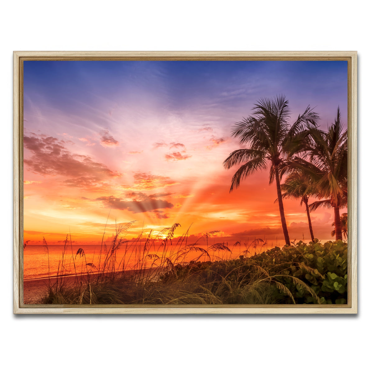 AUTO-MOCKUP WHITE | BONITA BEACH Lovely Sunset | 1 Piece | Natural Framed Canvas | group=4x3