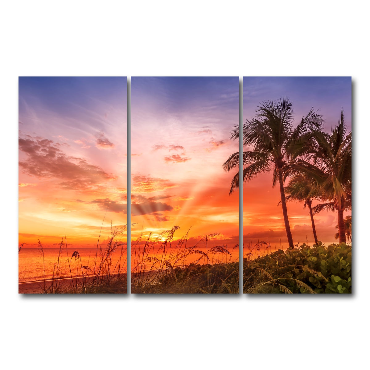 AUTO-MOCKUP WHITE | BONITA BEACH Lovely Sunset | 3 Piece | Gallery Wrap Canvas | group=12x24