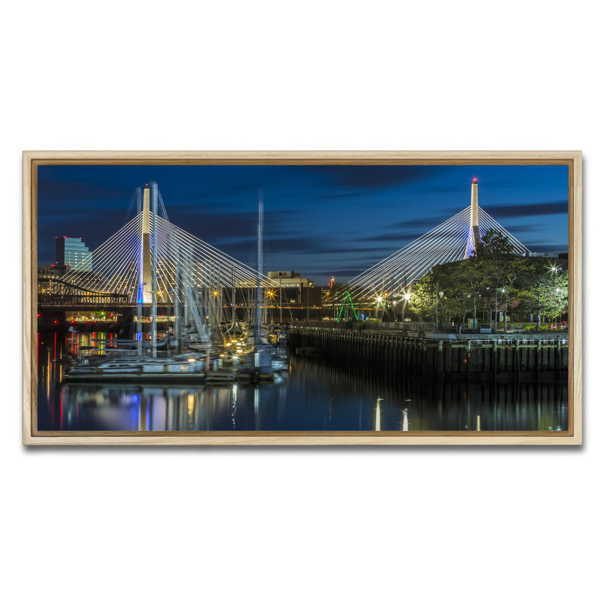 AUTO-MOCKUP WHITE | BOSTON Bunker Hill Bridge | 1 Piece | Natural Framed Canvas | group=2x1