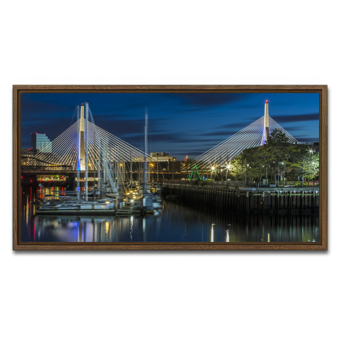 AUTO-MOCKUP WHITE | BOSTON Bunker Hill Bridge | 1 Piece | Walnut Framed Canvas | group=2x1